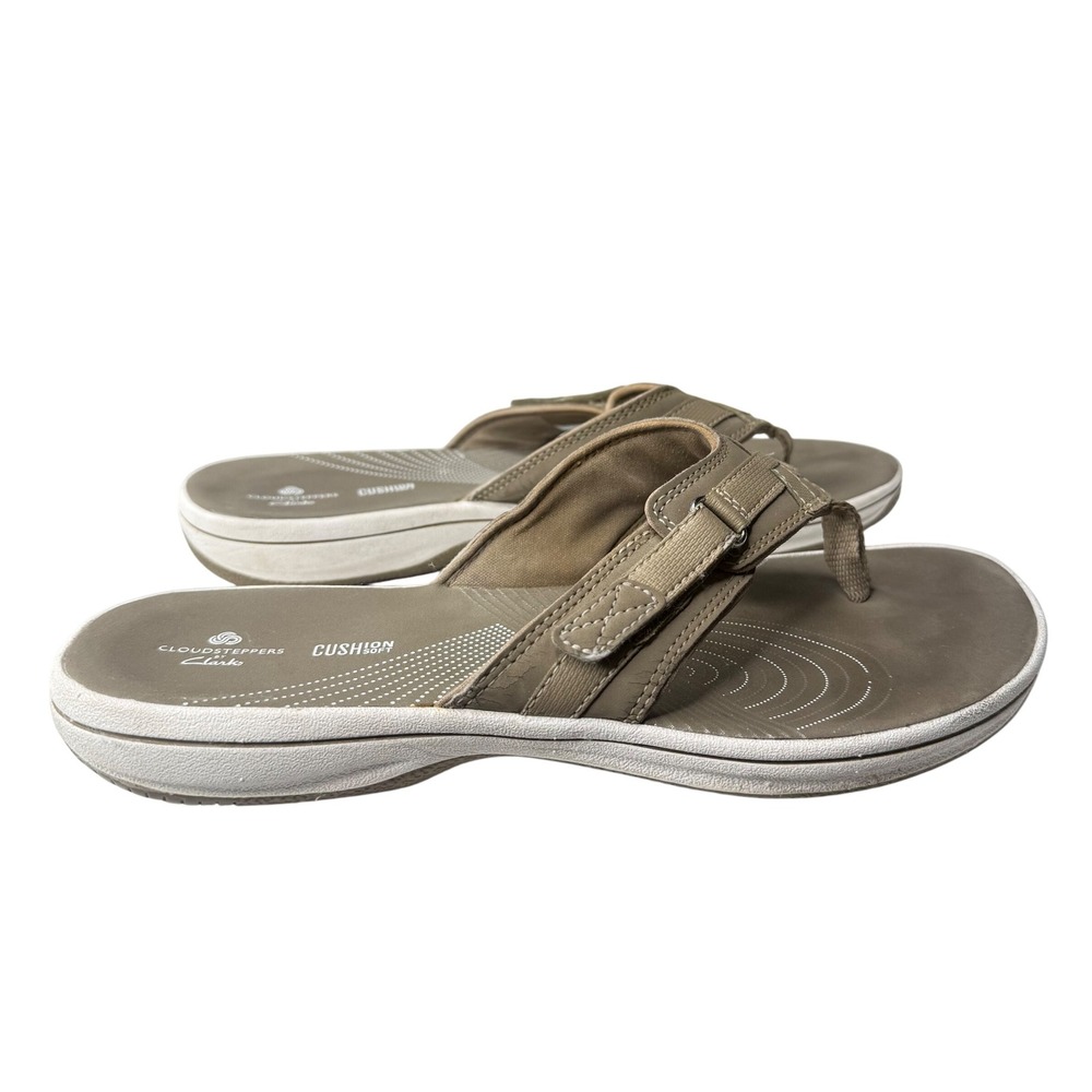 Clarks Cloudsteppers‎ Women's Tan Comfort Flip Flop Sandals Size 8